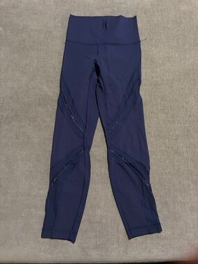 lululemon athletica Navy Blue Mesh-Panel Leggings